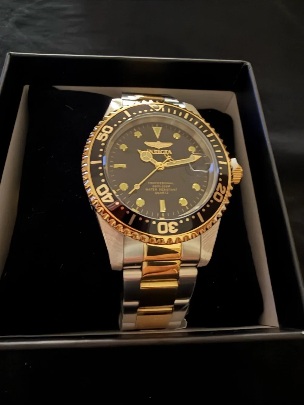 Invicta Two-Tone Black and Gold Men's Stainless Steel Watch